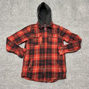 Empyre Jacket Mens XL Red Plaid Flannel Hooded Full Zip Casual